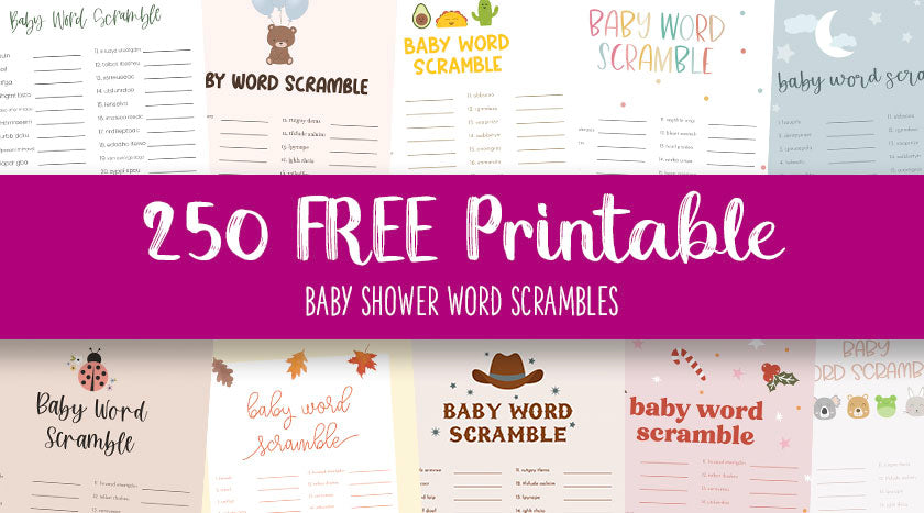 Baby Shower Word Scrambles - 250 FREE Pages | Kate & Meri baby-shower-word-scrambles-250-free-pages-kate-meri