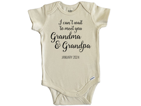 I Can't Wait To Meet You Grandma & Grandpa CUSTOMIZABLE Onesie©/Bodysuit