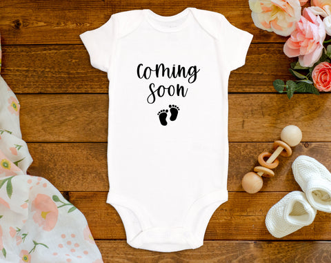 Coming Soon With Baby Feet Onesie©/Bodysuit