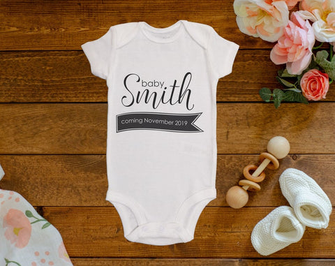 Custom Coming Soon (Ribbon) Onesie©/Bodysuit