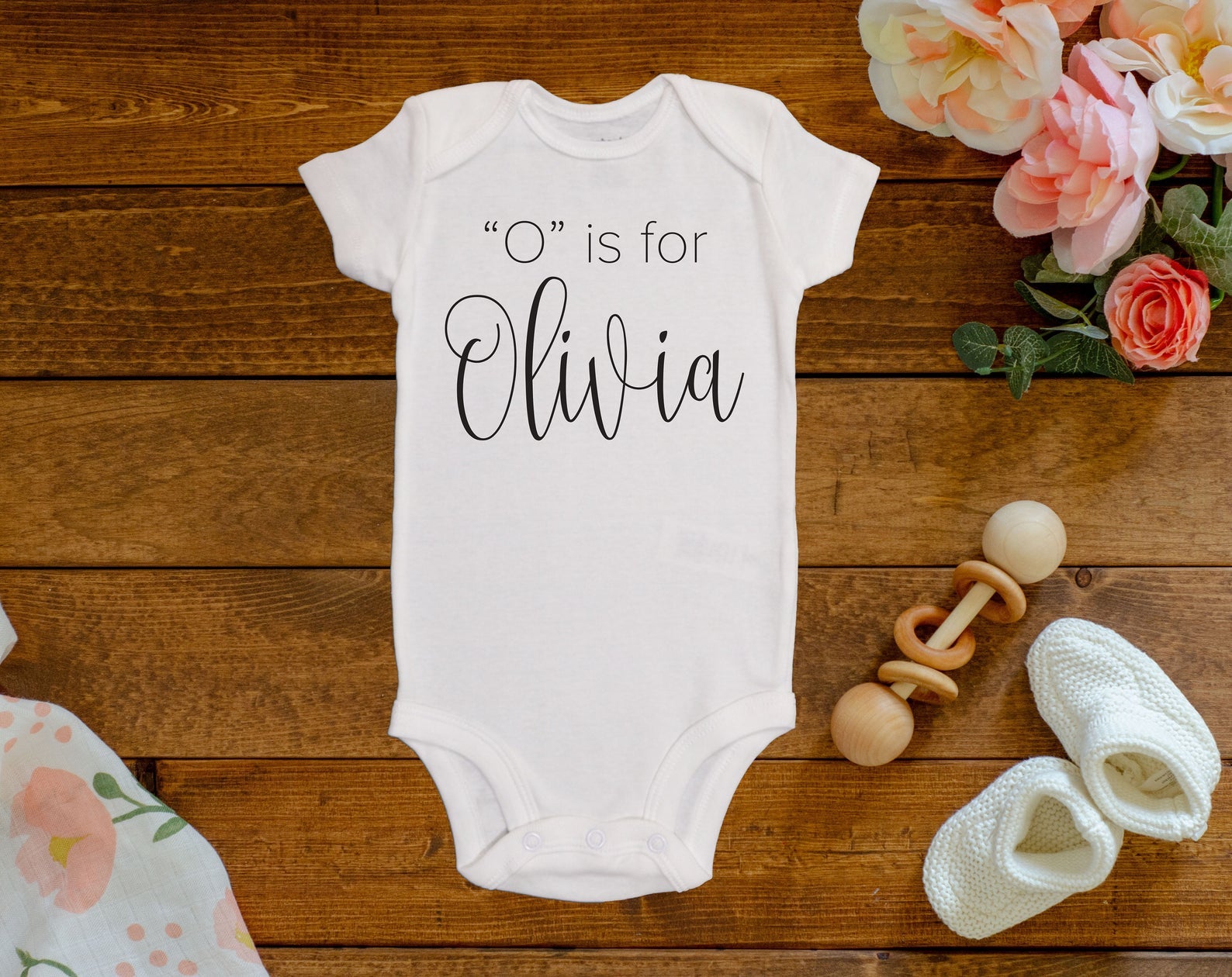 O is for Olivia OR your custom baby name Onesie©/Bodysuit