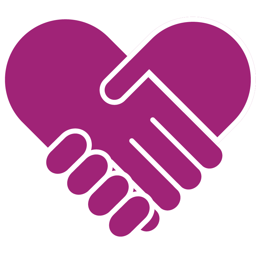A heart formed by helping hands